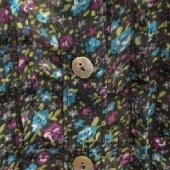 Sound + Matter Blouse XS Multicolor Floral V Neck Pleated 3/4 Sleeve Lightweight - Picture 5 of 7